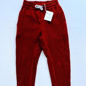 Brunello Cucinelli Boy's Velour Corduroy Trouser Pants Dark Red ( 6 )